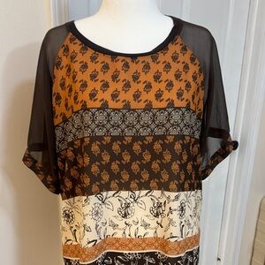 Cato Black and Orange Floral Blouse